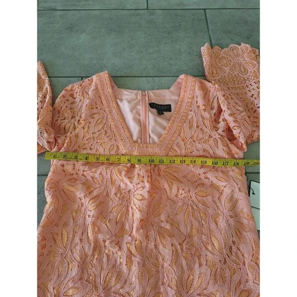 Laundry by Shelli Segal peach lace dress size 12 - Picture 7 of 7